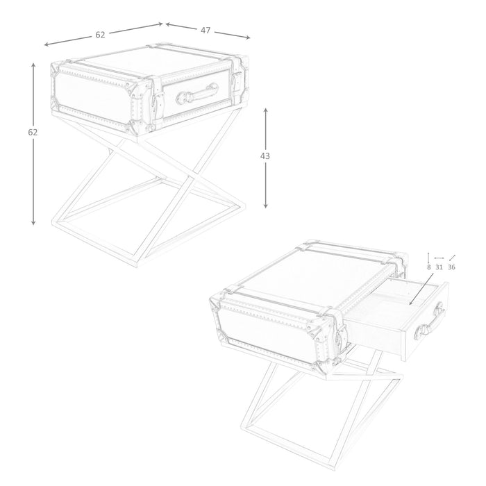 Tavolino rettangolare in pelle e acciaio dorato