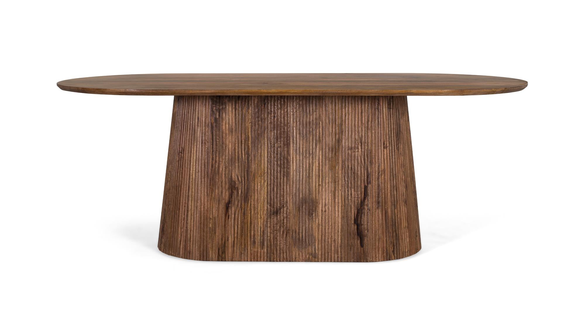 Tavolo da pranzo con piano ovale in legno di mango 210 cm