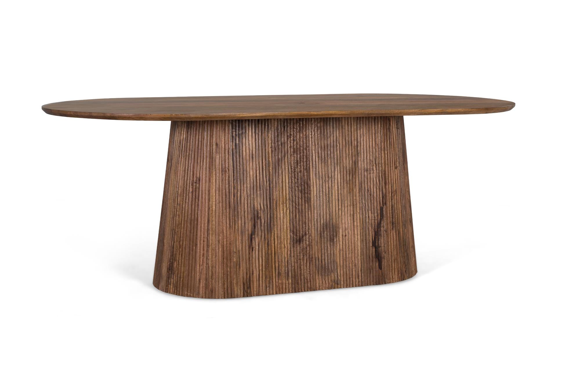 Tavolo da pranzo con piano ovale in legno di mango 210 cm