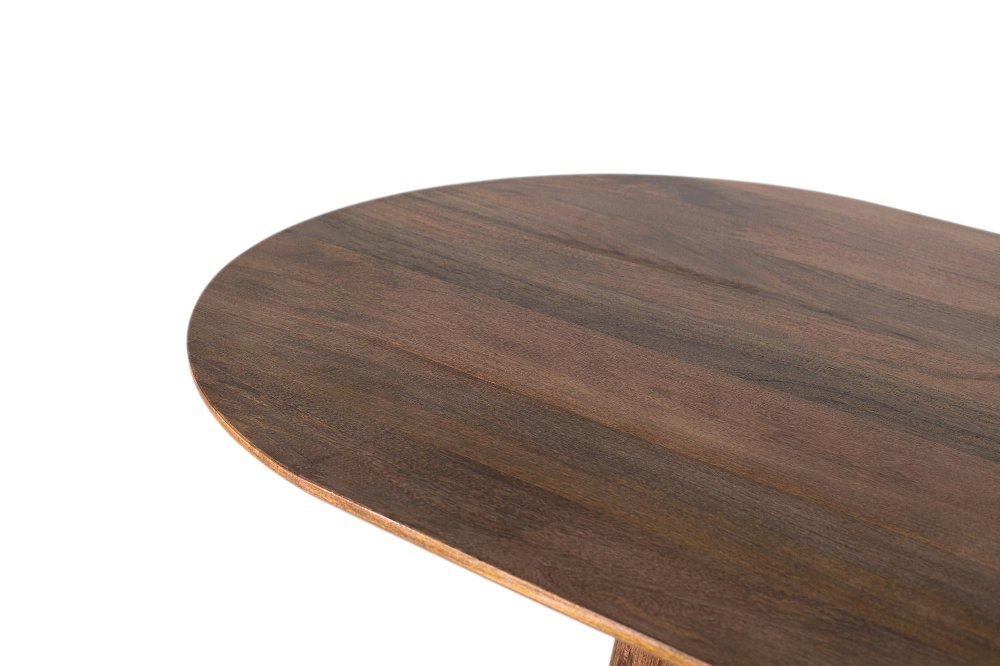 Tavolo da pranzo con piano ovale in legno di mango 210 cm