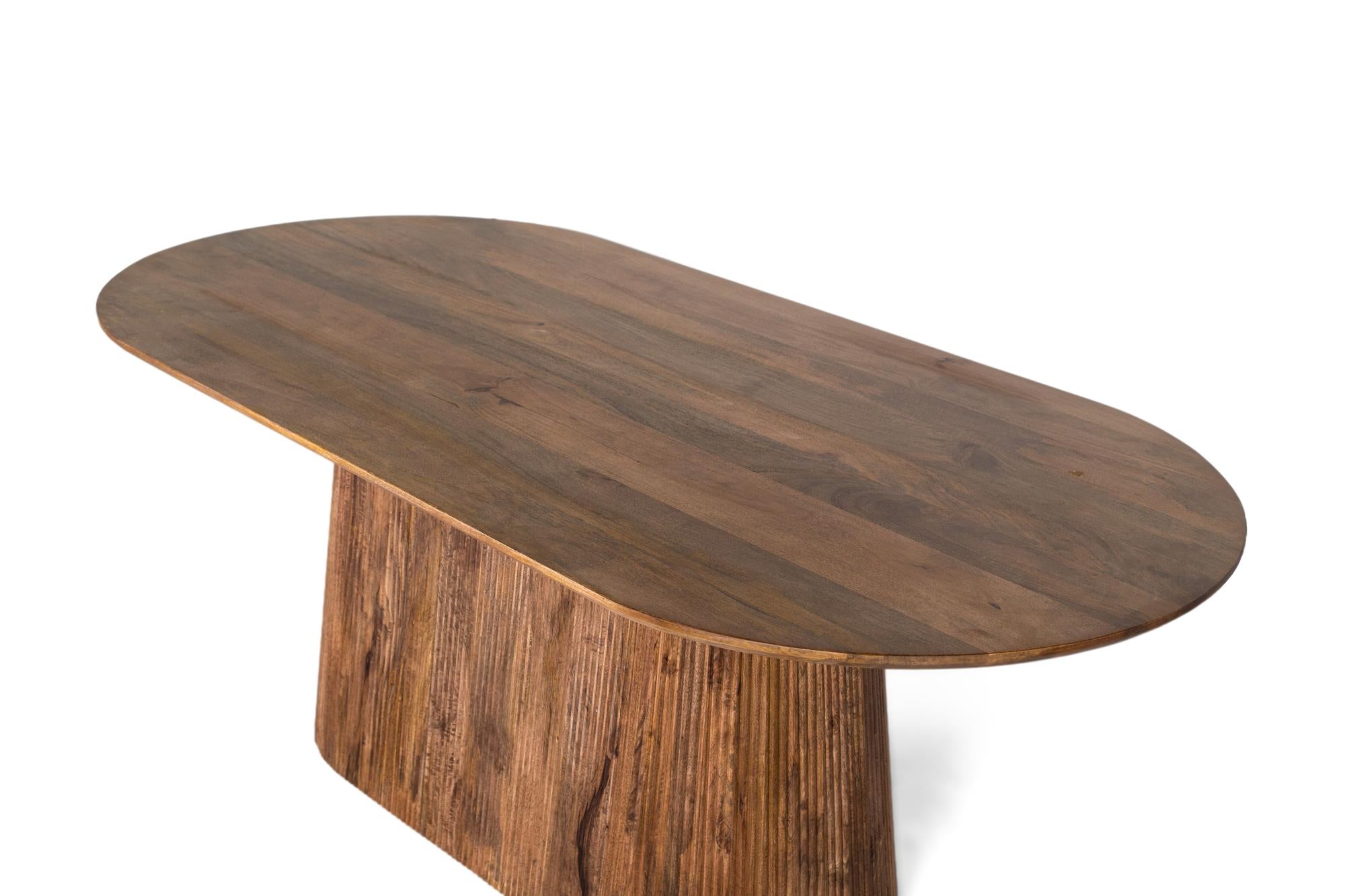 Tavolo da pranzo con piano ovale in legno di mango 210 cm