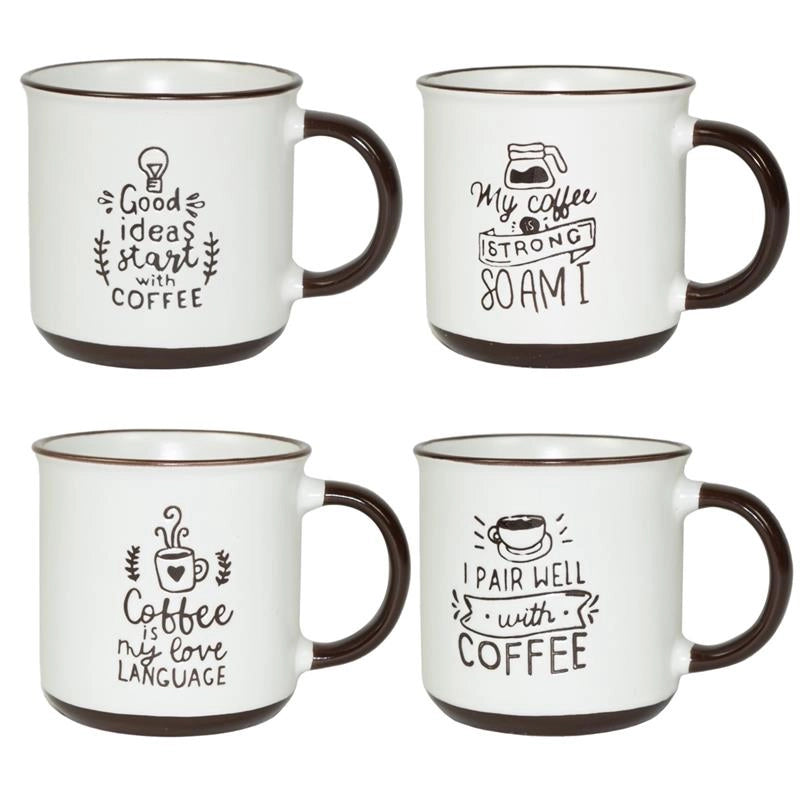 MA MAISON 1 SIMPATICA TAZZA DA 350 CC PER COLAZIONE CON FANTASIA E SCRITTE ASSORTITE