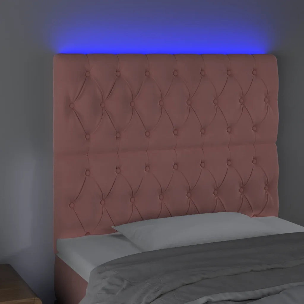 Testiera a LED Rosa 90x7x118/128 cm in Velluto 3122801