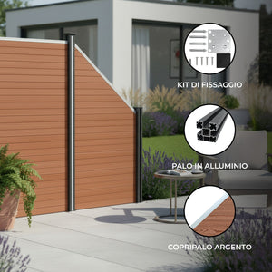 Pannello Recinzione Angolare 180x100cm Marrone PVC WPC