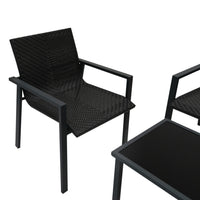 Set Giardino Rattan Nero 4 Pezzi con Divano, Poltrone, Tavolino & Copertura