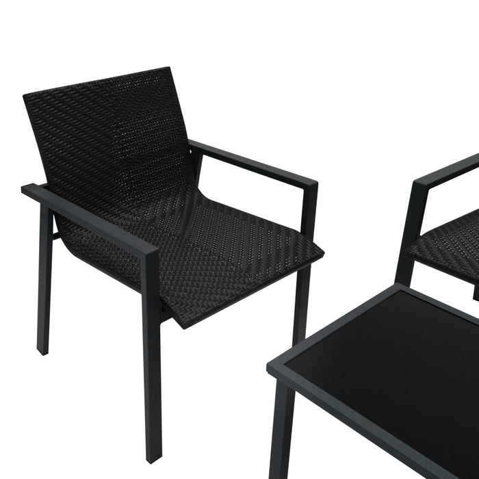 Set Giardino Rattan Nero 4 Pezzi con Divano, Poltrone, Tavolino & Copertura
