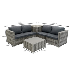 Set Divani Rattan Grigio 6 Pezzi con Cuscini, Tavolino e Baule 250L