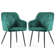 Set di 2 Sedie in velluto trapuntato DIAMANTE Verde Bottiglia gambe nere