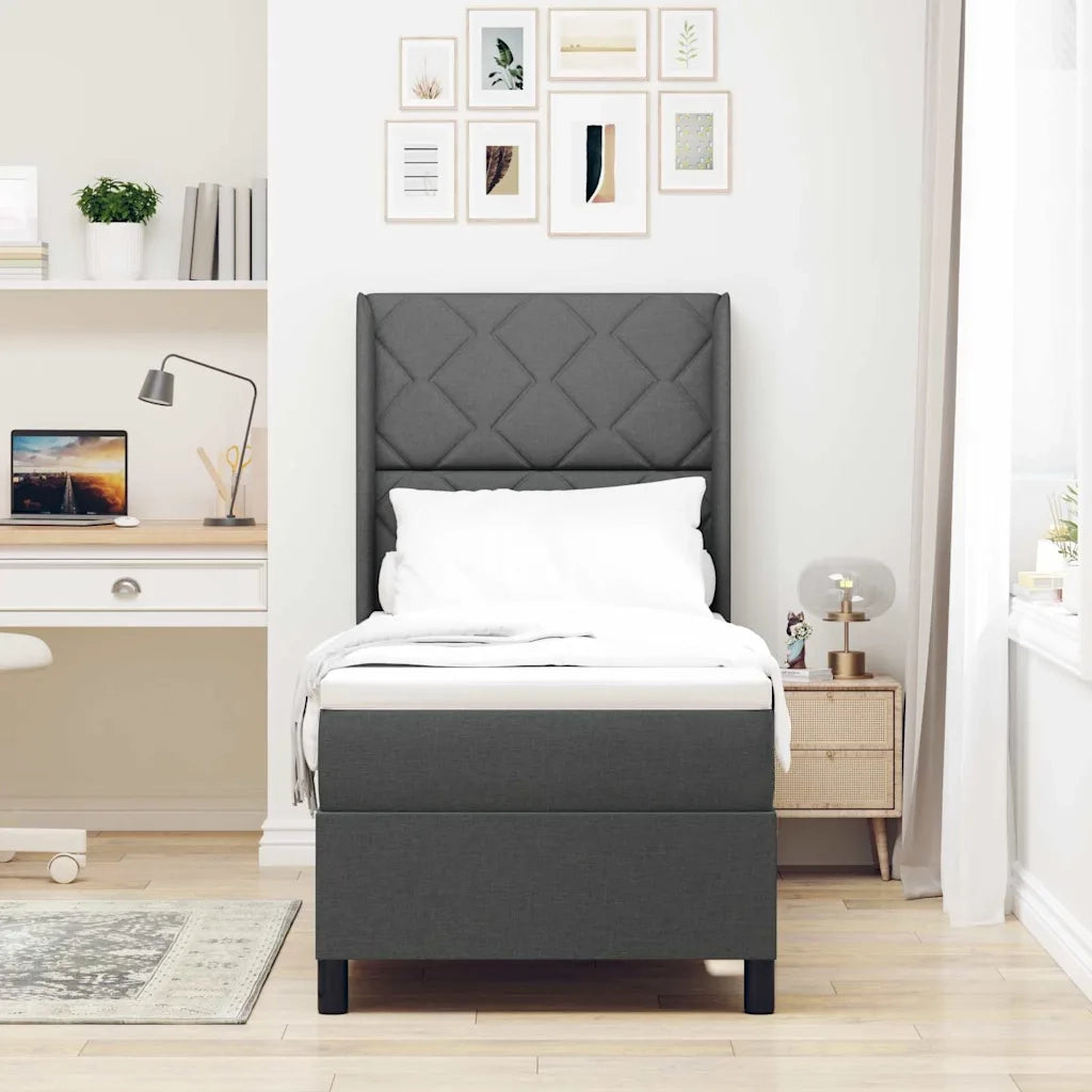 Letto a molle con materasso Grigio scuro 200 x 80 cm Tessuto 3341673