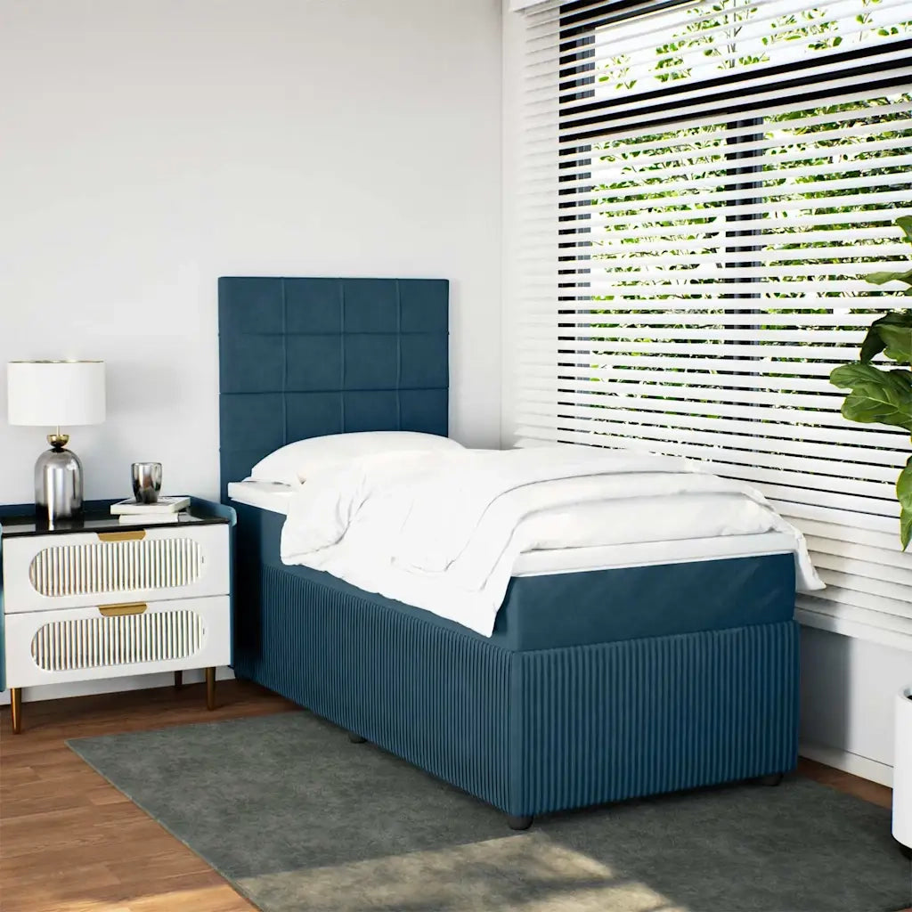 Giroletto a Molle con Materasso Blu Scuro 80x200 cm in Velluto