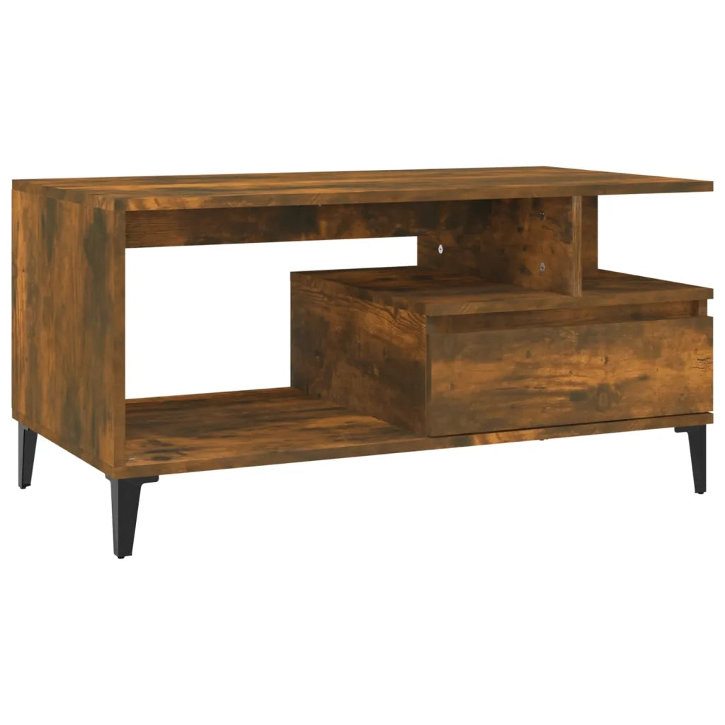 Tavolino da Salotto Rovere Fumo 90x49x45 cm Legno Multistrato cod mxl 26675
