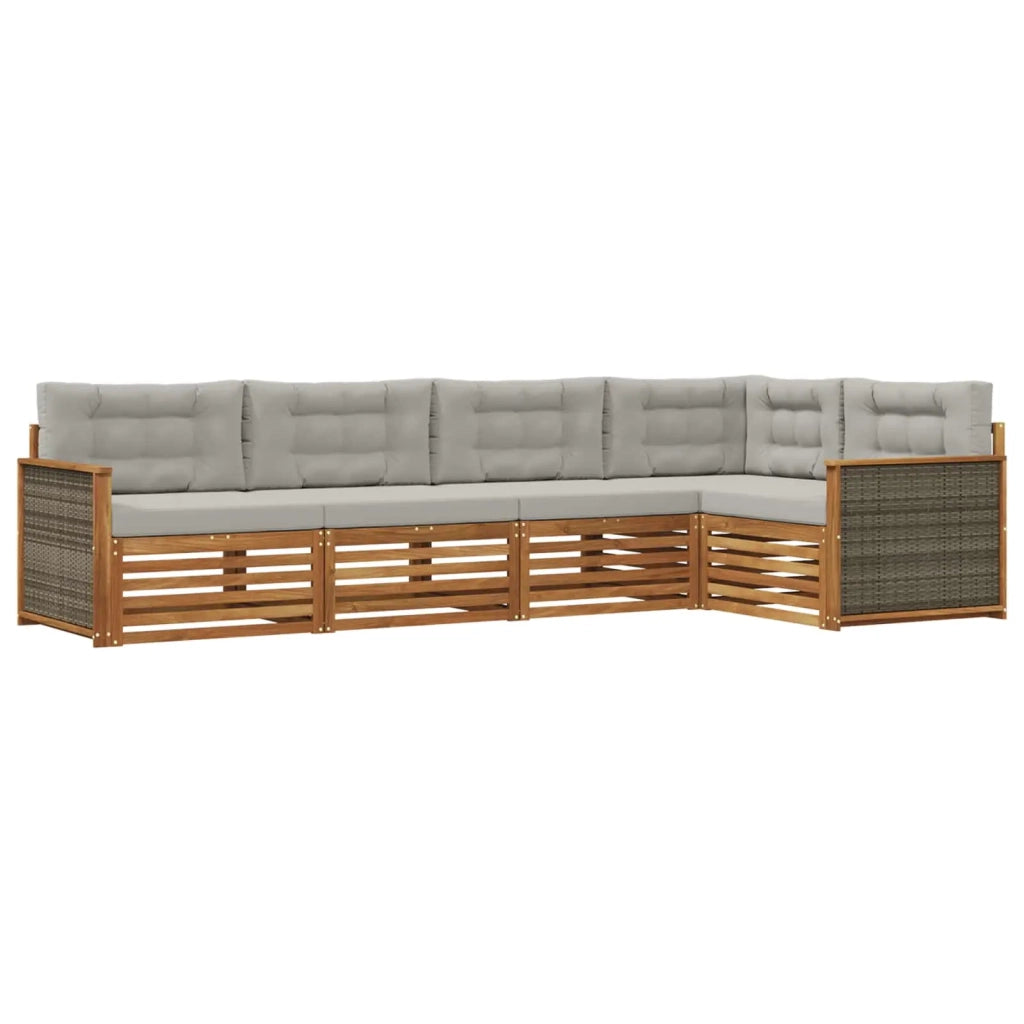 Set di divani da esterno 5 pz Naturale e Grigio Chiaro 3383349