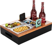 Cassa per snack con piastre e contenitori in acciaio inossidabile per soggiorno, divano, ristorante, picnic.