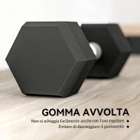 Set di 2 Manubri da 6 kg Esagonali con Presa Antiscivolo e Rivestimento in Gomma, Nero