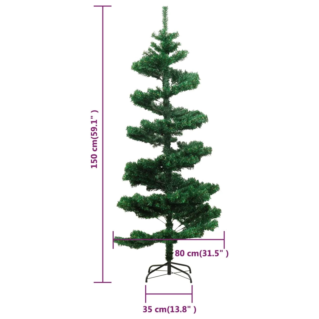 Albero di Natale Preilluminato con Vaso Verde 150 cm in PVC 344650