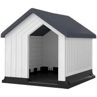 Casetta per Cani Piccoli e Mini da Esterno Impermeabile in Plastica con Finestra, 62x61x60 cm, Grigio
