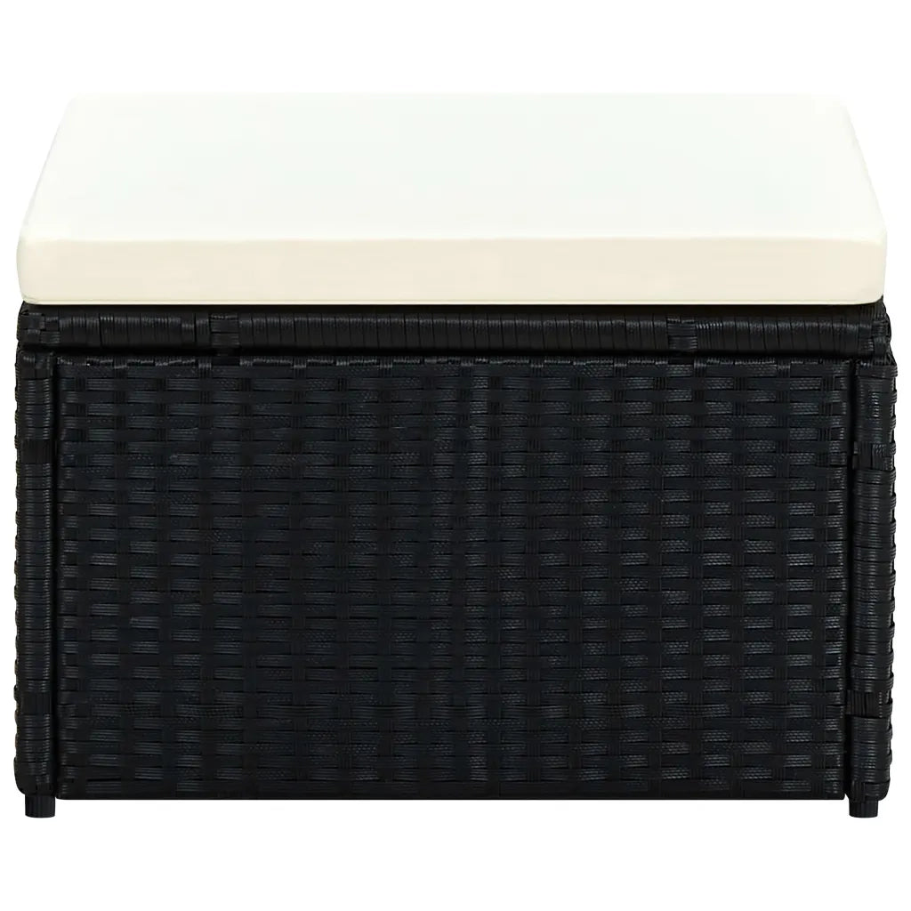 Poggiapiedi Ottomana in Polyrattan 53x53x30 cm Nero 42671