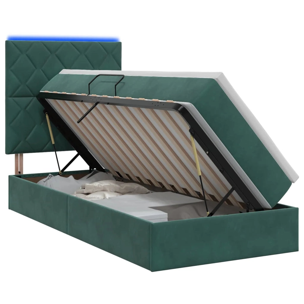 Letto con contenitore LED e materasso Verde Scuro 90 x 200 cm 3460167