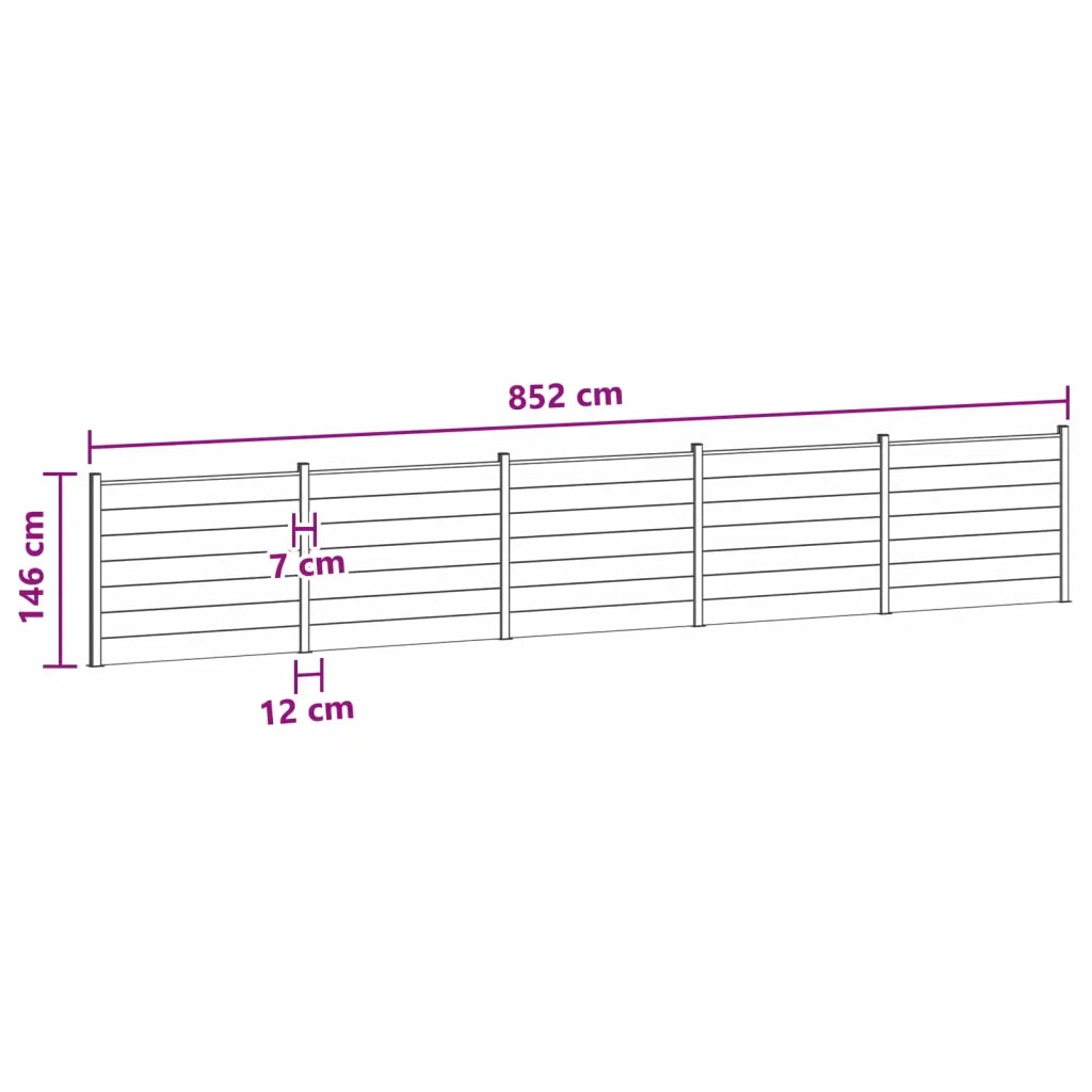 Pannello di Recinzione 5 pcs WPC e Alluminio Nero