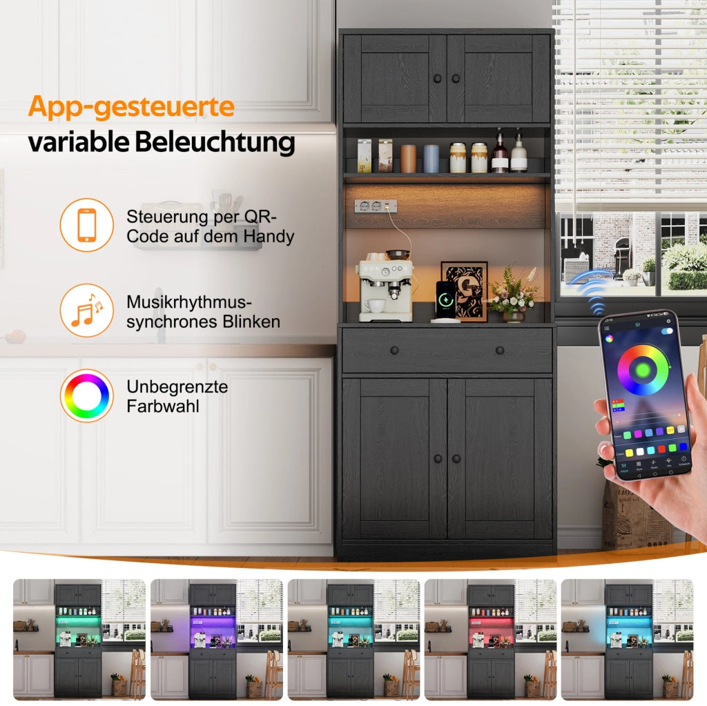 Colonna cucina 72x40x180 cm con LED RGB e prese