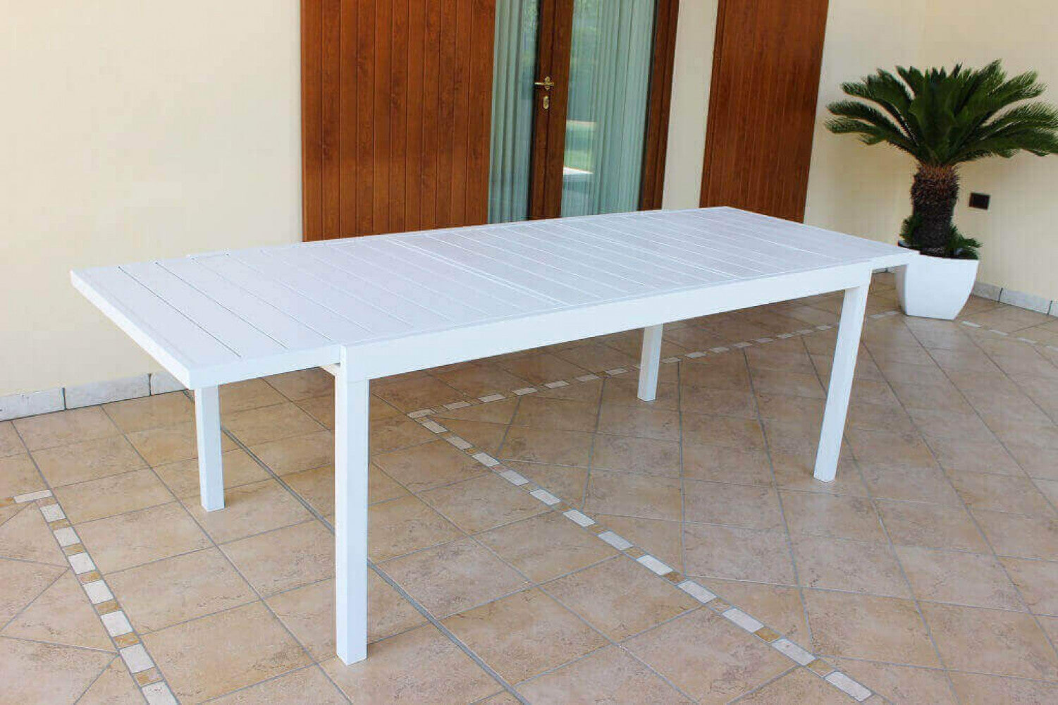 Tavolo Formentera 160/240x90x75 h cm in Alluminio Bianco