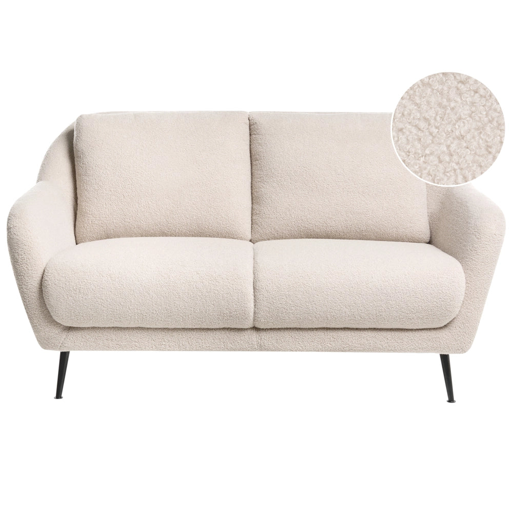 Divano 2 posti Boucle beige Gambe nere in ferro con braccioli Seduta spessa Stile moderno Soggiorno