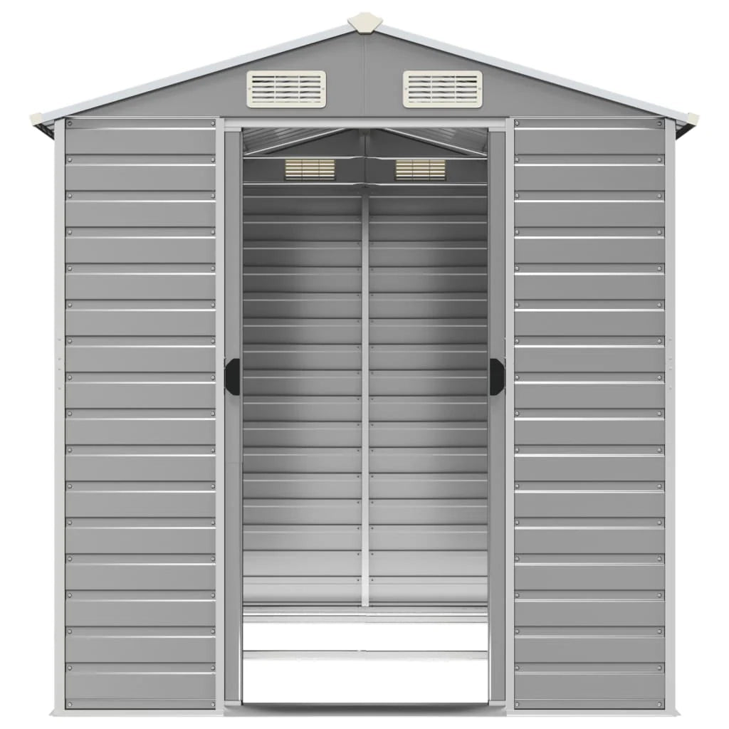 Casetta da giardino cabina ripostiglio casetta da esterno robusta casetta per attrezzi colore chiaro 191 x 215 x 198 cm acciaio zincato grigio 02_0022242