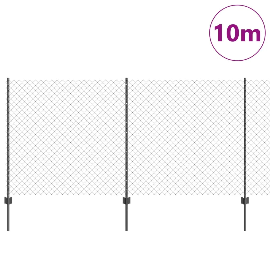 Recinzione a maglie con palo 10 x 1,2 m Grigio Rete 3336261
