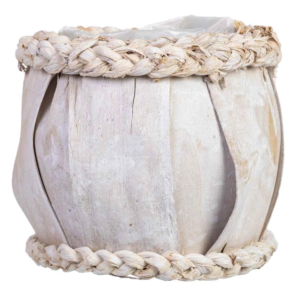 Cesto tondo in legno bianco 13x13x12h cm
