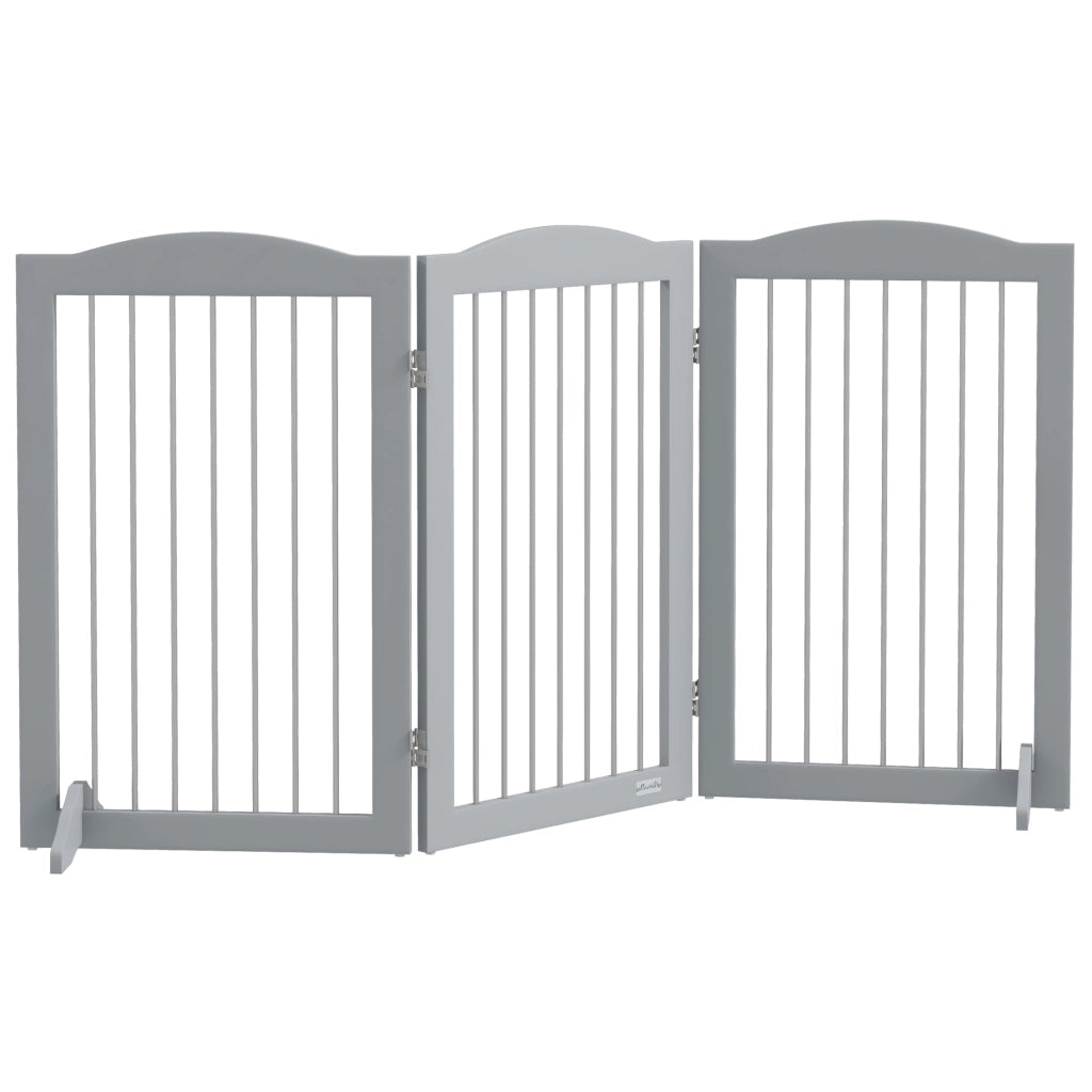 Cancello per Cani Pieghevole per Scale e Porte con Supporto a Piede ¨C Zephmum ¨C Grigio 154x30x80 cm