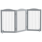 Cancello per Cani Pieghevole per Scale e Porte con Supporto a Piede ¨C Zephmum ¨C Grigio 154x30x80 cm