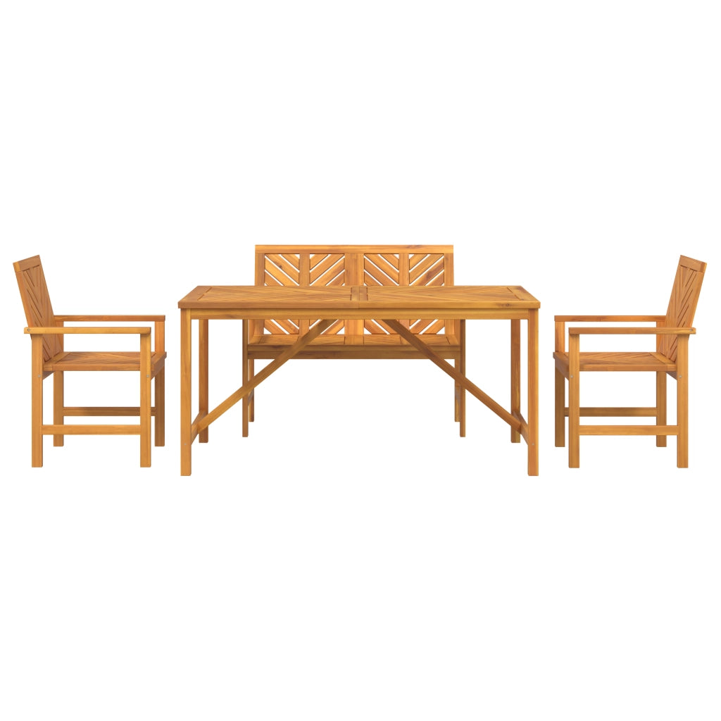 Set pranzo giardino in legno massello di acacia 4 pezzi