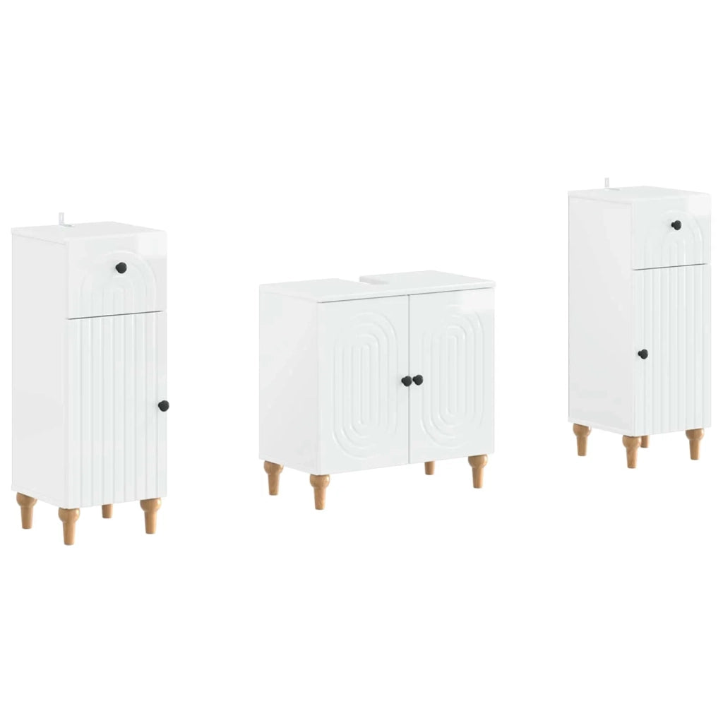 Set di Armadi da Bagno da 2 Pezzi ALKMAAR Bianco Lucido 3417994