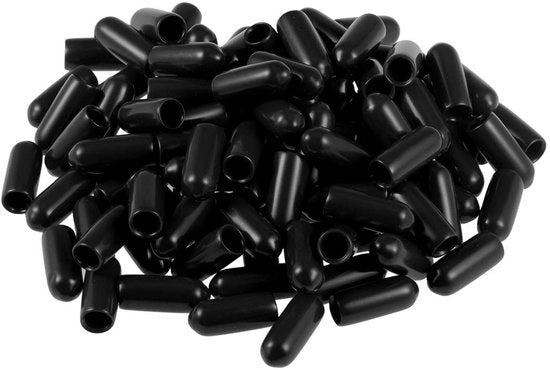 100 pezzi di coperture in gomma per estremità, 4,5mm ID, coperture in gomma flessibili per estremità di cavi, coperture in vinile nero per bulloni, coperture in gomma per viti, tubi, cavi, fili, per bicicletta.