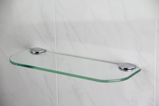 Pannello di vetro con angoli arrotondati, 3 misure (300 mm, 400 mm, 500 mm) e 3 colori (trasparente, bianco, nero) per bagno, cucina, camera da letto, vetro, incolore, 300 mm x 100 mm