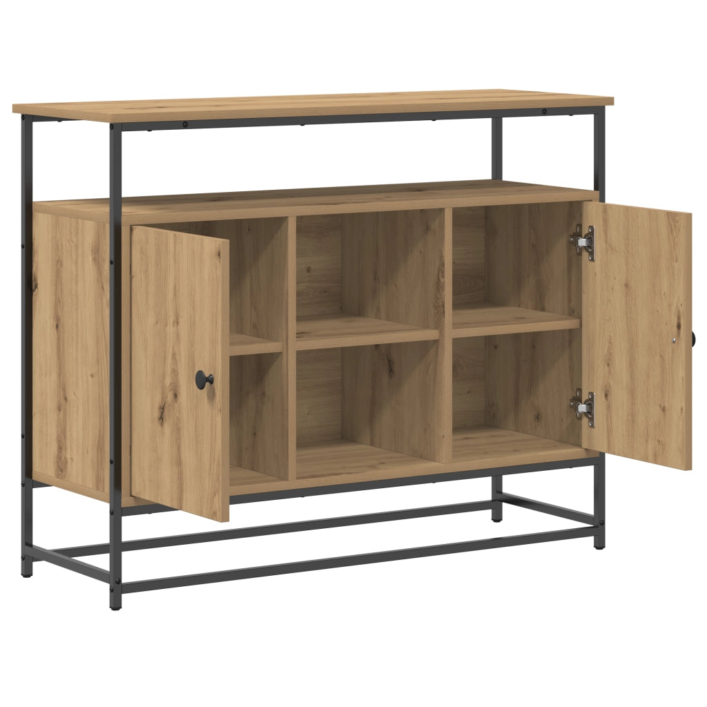 Credenza Artisan Rovere 100x35x80 cm Legno ingegnerizzato e Acciaio