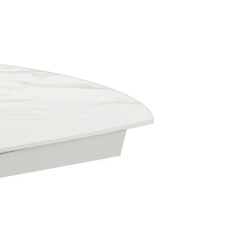Tavolo da pranzo allungabile in ceramica effetto marmo bianco Spin 140-200x90 cm fino a 8 posti | Duzzle