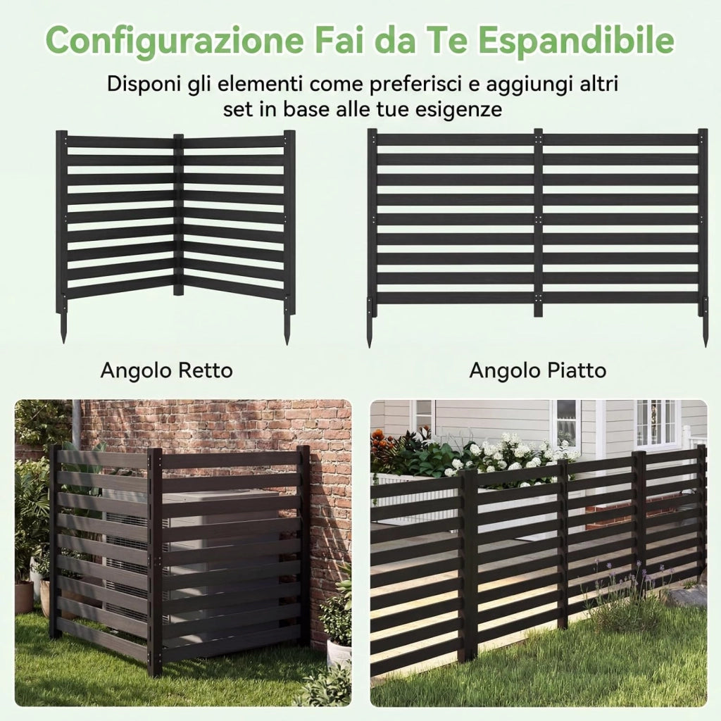 Recinzione da Giardino in Legno Massello, Schermo per Privacy da Esterno Regolabile, Pannelli Privacy da Giardino per Condizionatore e Bidoni della Spazzatura e Divisorio di Spazio (Nero)