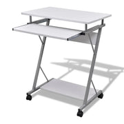 Tavolo Scrivania per Computer con Ripiano Estraibile Biancocod mxl 97003