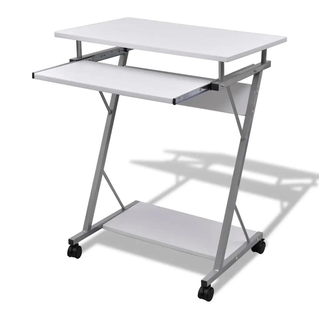 Tavolo Scrivania per Computer con Ripiano Estraibile Biancocod mxl 97003