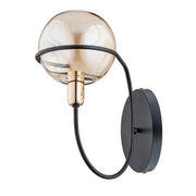 Applique PETRA minimal nera vetro ambra sfera 1xE14 Alfa