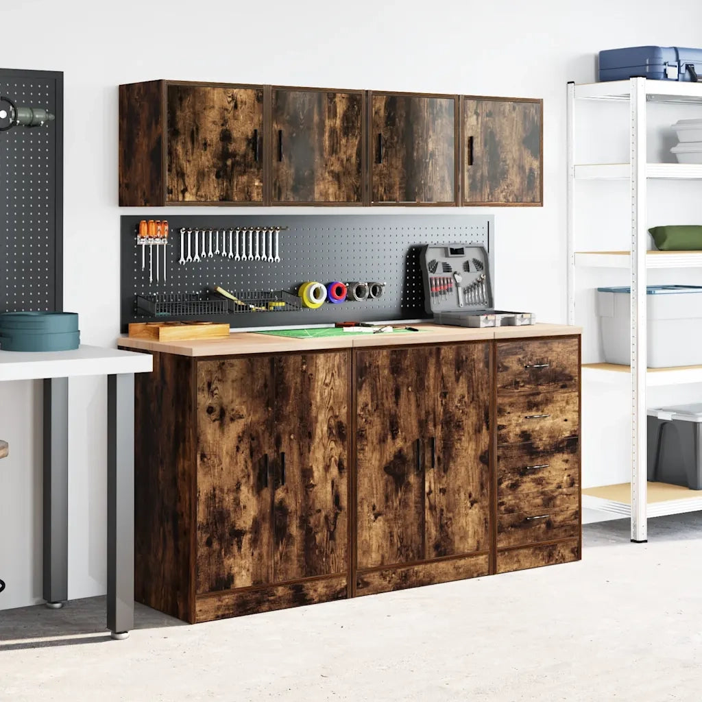 Pensili per Garage 2 pz Rovere Fumo in Legno Multistrato 860634