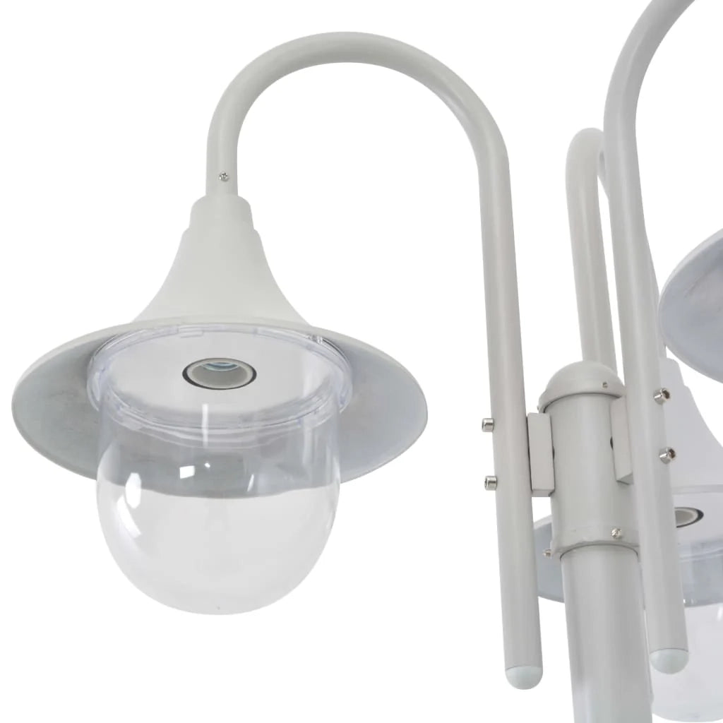 Lampada da terra da giardino E27 220 cm alluminio 3 lanterne bianco 02_0042540