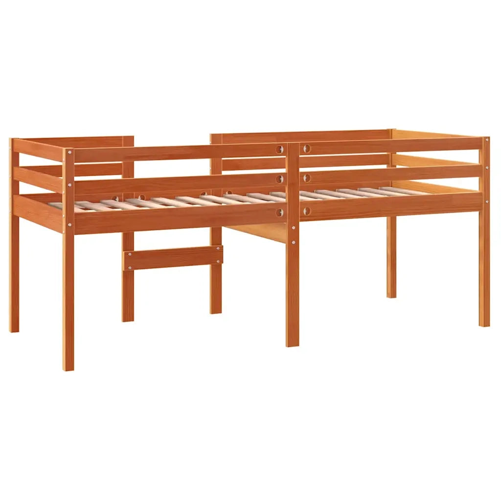 Letto a Soppalco Marrone Cera 90x200 cm Legno Massello di Pino 844481