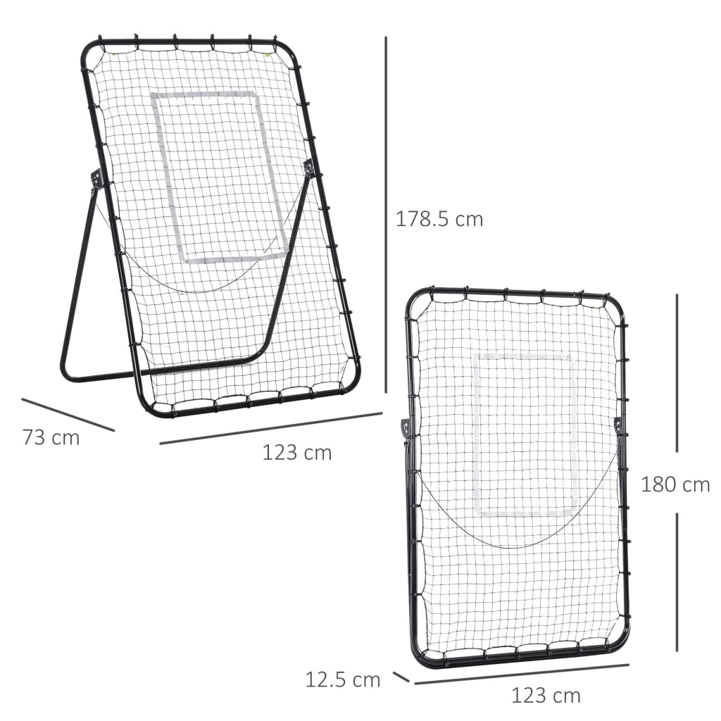 EasyComfort Rete da Calcio Rebounder Pieghevole con Bersaglio, Altezza e Angolazione Regolabili, Metallo e PE, 123x73x178.5cm, Nero