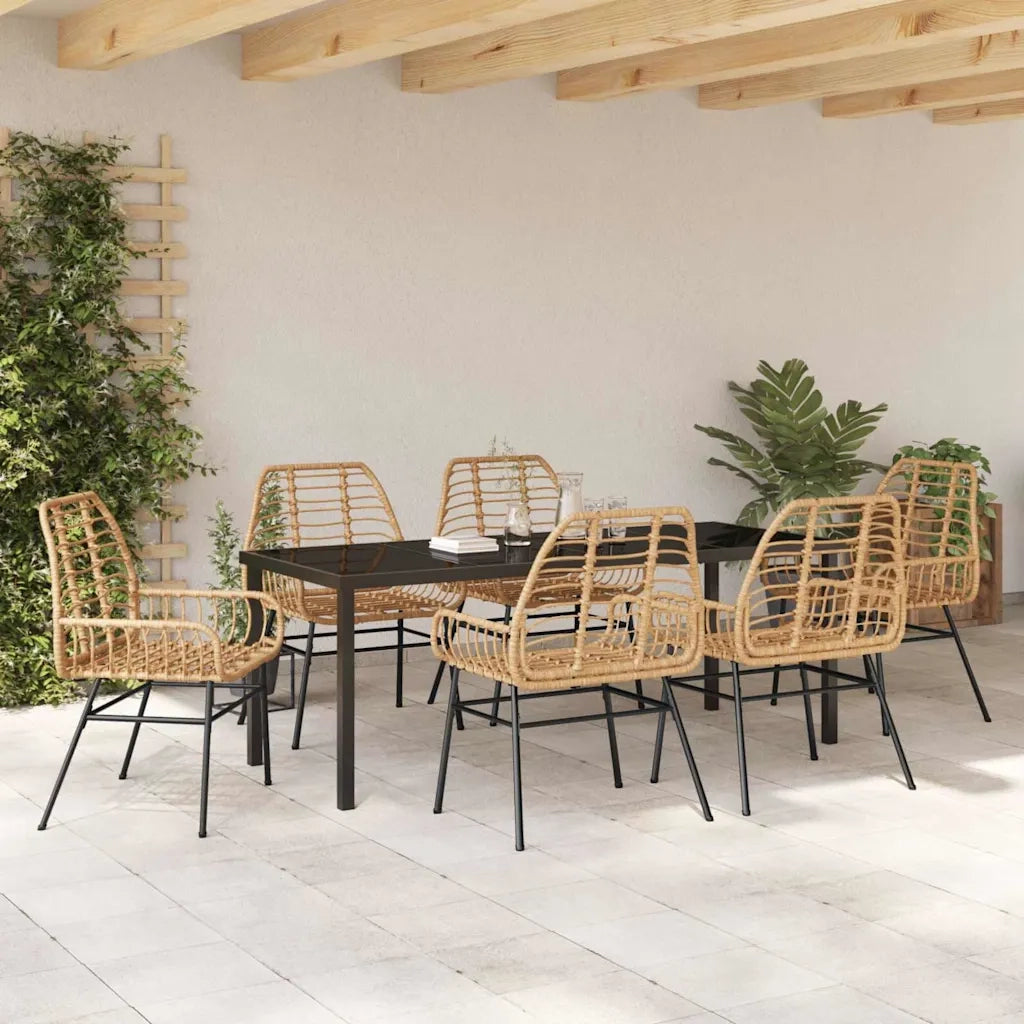 Set da Pranzo per Giardino 7 pcs Marrone polyrattan 3380853
