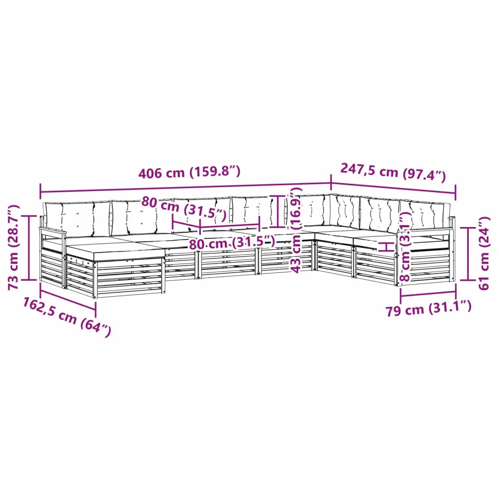 Set di divani da esterno 8 pz Bianco e Crema 3390950