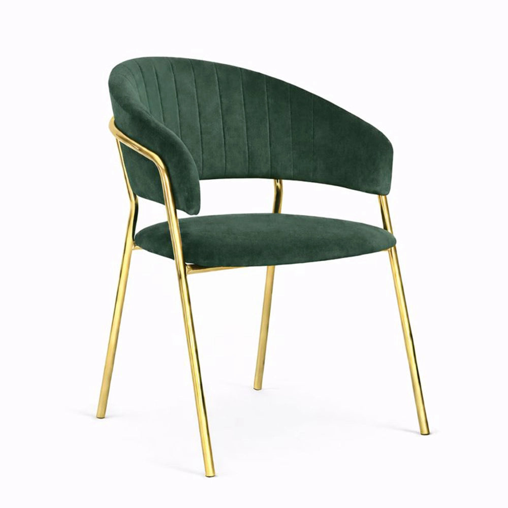 Sedie da sala da pranzo set da 4 Aurelia con schienale in velluto verde