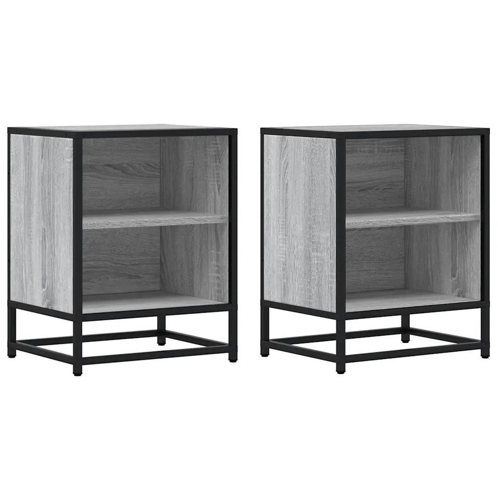Comodini 2pz Grigio Sonoma 40x31x50cm Legno Multistrato Metallo
