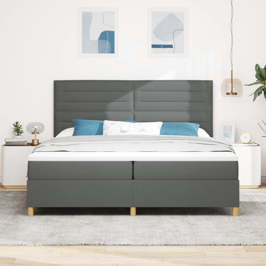 Letto con Rete a Molle Grigio Scuro 200x200 cm Tessuto